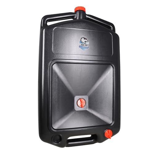 HKTE 2.6Gallon（10L） Oil Drain Pan, Heavy Duty Leak-Proof Low Profile HDPE Container with Wide Mouth Funnel & Reinforced Handles for Cars, SUVs & Trucks - color: 2.6 Gallon