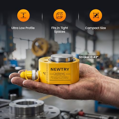 NEWTRY 10T Low Profile Hydraulic Jack Porta Power Kit + CP-180 Manual Hydraulic Hand Pump, Industrial Mini Hydraulic Cylinder, Stroke 0.4” - size: 10T Hydraulic Jack + cp-180 pump