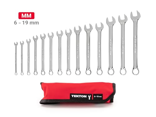 TEKTON Combination Wrench Set with Roll, 14-Piece (6-19 mm) | WCB94201 - size: 14-pc. (6-19 mm), style: Roll