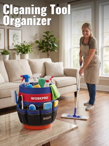 WORKPRO Bucket Tool Organizer with 51 Pockets Fits to 3.5-5 Gallon Bucket (Tools Excluded) | Perfect for Garden, Construction, Carpenter, Electrician, Welding Organize Tools