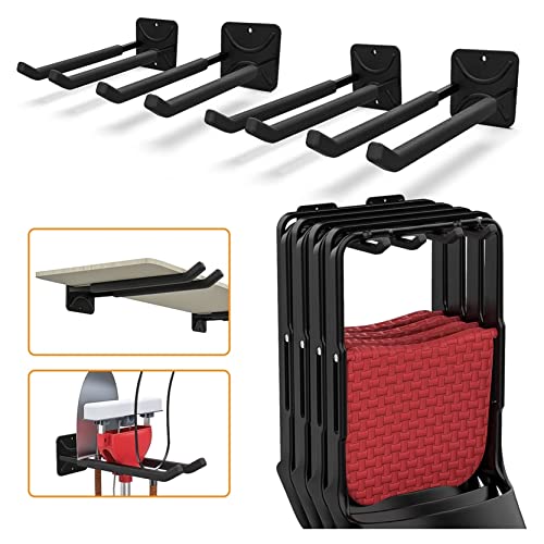 TORACK 4 Pack Garage Storage System Hooks, Heavy Duty Wall Mount Tool Organizer, Chair Hanger Garage Storage Utility Hooks for Car Tires, Ladders, Chairs, Strollers, Power Tools, Garden Tools - size: 4-Pack 12.4" Heavy Hooks