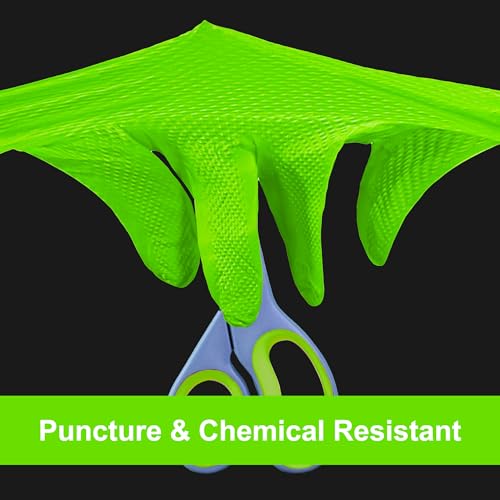 GLOVEWORKS HD Green Gloves, 8 Mil Nitrile Disposable Heavy Duty Raised Diamond Grip Mechanic Glove, Bulk Purchasing Options - size: Large, style: 10 Boxes of 100
