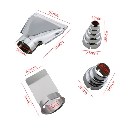 TAODAN 4PCS Multi Purpose Stainless Steel Nozzle Set Compatible with 35mm Heat Guns Suitable for Shrink Wrapping/Craftwork/Embossing/Car Repair