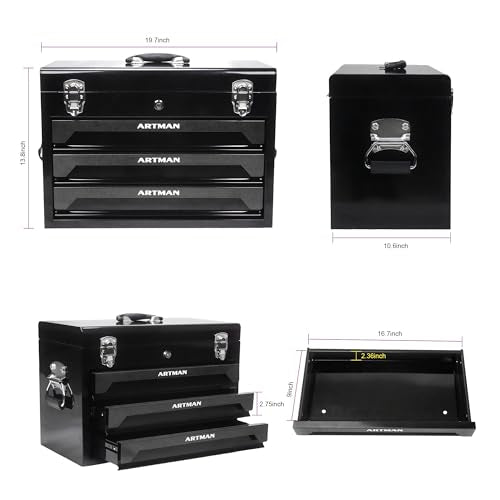 Campfun 439PCS Tool Set, Mechanic Tool Set for Home, Tool Box Set 4-Tier Socket Wrench Ratchet Plier Nails, Home Tool Set Mechanics Kit with 3 Drawers for Adults Man Handyman, Black - color: 439pcs-black
