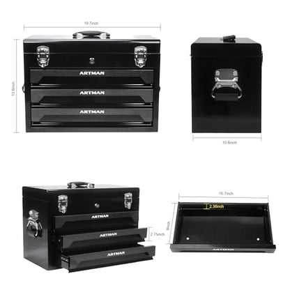 Campfun 439PCS Tool Set, Mechanic Tool Set for Home, Tool Box Set 4-Tier Socket Wrench Ratchet Plier Nails, Home Tool Set Mechanics Kit with 3 Drawers for Adults Man Handyman, Black - color: 439pcs-black
