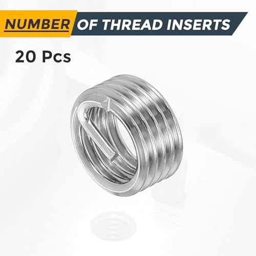 HARFINGTON 20pcs Wire Thread Repair Inserts M8 x 1.25 x 1D (8mm) Metric 304H Stainless Steel Helical Coiled Wire Screw Threaded Sleeve Sheath for Automotive Repairs - size: M8 x 1.25 x 1D