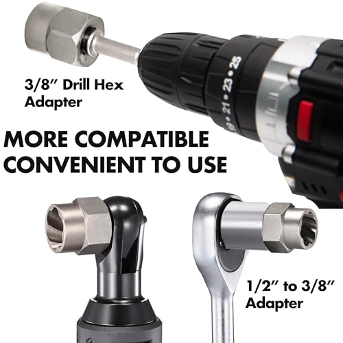 16PCS Bolt Extractor Kit 3/8" Drive Lug Nut Remover Socket Set for Stripped, Damaged Screws, Rounded Bolts and Fasteners (Included 3/8" Hex adapte and 1/2" Adapter) - style: 3/8" Drive-16PCS
