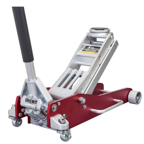 Big RED Floor Jack 3 Ton,Full Aluminum Ultra Lightweight Low Profile Car Jack with Dual Piston Quick Lift Pump,Hydraulic Racing Floor Jack for Vehicle,6,000 lb Capacity,Red - color: Red, size: 3 Ton (6,000 lb), style: Full Aluminum