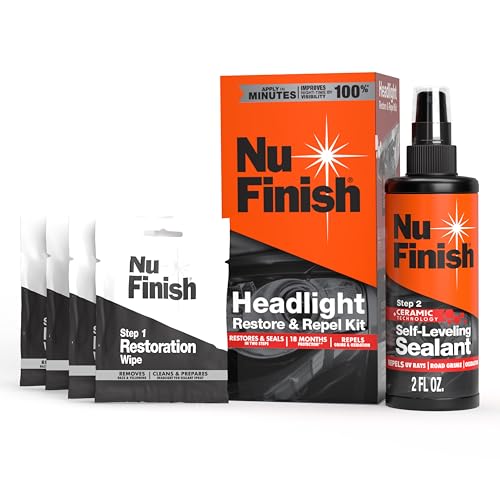 Nu Finish Headlight Restore and Repel – 2-Step Car Headlight Restoration Kit with 4 Restorer Wipes and Ceramic Sealant Spray, Head Light Restoring Kit - style: Headlight Restore & Repel Kit