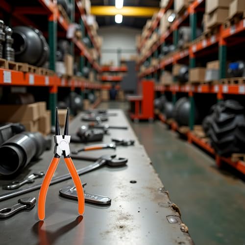 1 Pc Orange Heavy Duty 7" EXTRA Long External Straight Retaining Ring Clip Circlip Removal Plier Snap-Ring Pliers, Slip-Joint Pliers Side-Cutting Pliers Plier Sets Needle-Nose