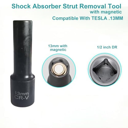 13mm Shock Absorber Strut Removal Tool – 1/2" Drive Suspension Strut Socket Compatible with Tesla OEM 1467109-00-A