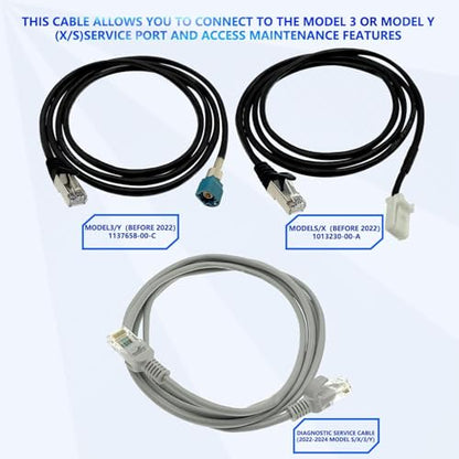 6 Pcs Diagnostic Cables Set for Tesla Model S 3 X Y, USB OBD2 Diagnostic Tools Adapter, with OBDII Adapter Harness 1013230-00-A, 1137658-00-C, 1930388-00-A - color: 6Pcs