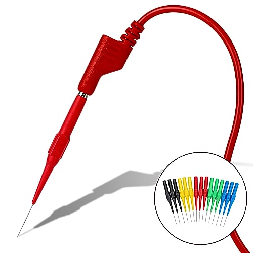15pcs Test Back Probe Pin,Wire Piercing Insulation Back Probes Probe Non-Destructive Pin, 0.7mm Test Probes Pins Insulation Piercing Needle Multimeter 4mm Banana Socket for Car Tester