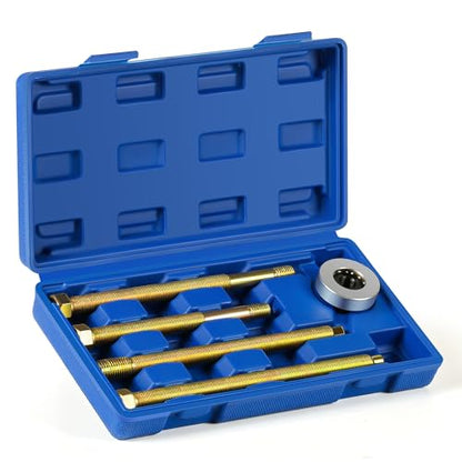 5pcs Long Reach Crank Pulley Underdrive Pulley Damper Installation Tool Set, Harmonic Balancer Installer Tool Kit With 4 Adapters & Nut Bearing