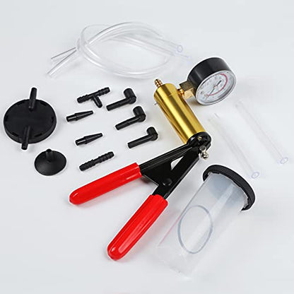 Yonligonju Brake Bleeder Kit with Hand Vacuum Pump with Gauge Adapters Automotive Brake Fluid Bleeding Set for Bike Car Truck (Black) - color: black