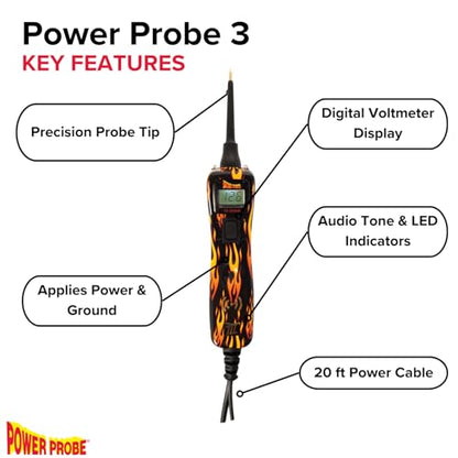 Power Probe 3 Circuit Tester, Supplies Power & Ground (PP3CSFIRE) - color: Fire - Limited Edition