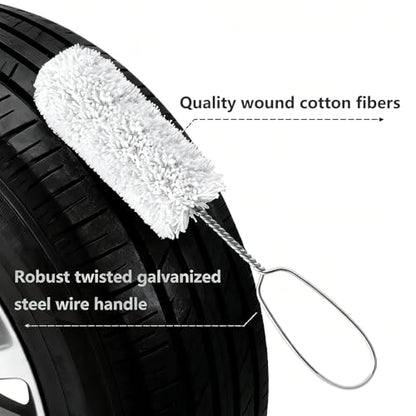 Angled Tire Lube Bucket Kit - 11.5" Lube Swabs + 1 Quart Bottle + Tire Tread Depth Gauge, Works for Tire Changing, Mounting & Maintenance (White, 4 Pcs) - color: white