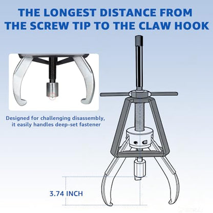 HKTE 5-Ton 3-Jaw Gear Puller, Heavy Duty Forged Steel Tool with 3.9-7.9 Inch Jaw Range for Removing Gears, Bearings, Pulleys, Flywheels in Auto & Mechanical Repair - color: 5ton