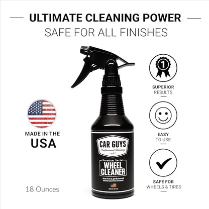 CAR GUYS Wheel Cleaner | Effective Rim and Tire Cleaner | Safe & Versatile Brake Dust Remover for Alloy, Chrome, Aluminum Rims, White Wall Tires, and More! | 18 Oz - size: 18 oz
