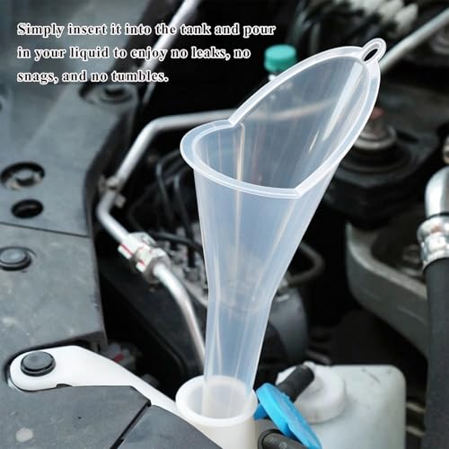 2 PCS Oil Funnel, Multi-Purpose Plastic Long Neck Oil Funnel, Automotive Use Funnels for Filling Oils Lubricants Water Diesel, Kitchen Funnels for Filling Bottles Jars (Transparent，L) - color: Transparent，L, 2PCS