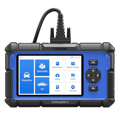 TOPDON AD600S OBD2 Scanner, Engine ABS SRS Transmission Diagnostic Tool | Lifetime Free Upgrade, 9 Reset Services Scan Tool, CAN-FD, Oil/Brake/BMS/SAS/DPF/TPMS/ETS Reset/ABS Bleeding, Injector Coding