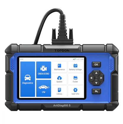TOPDON AD600S OBD2 Scanner, Engine ABS SRS Transmission Diagnostic Tool | Lifetime Free Upgrade, 9 Reset Services Scan Tool, CAN-FD, Oil/Brake/BMS/SAS/DPF/TPMS/ETS Reset/ABS Bleeding, Injector Coding