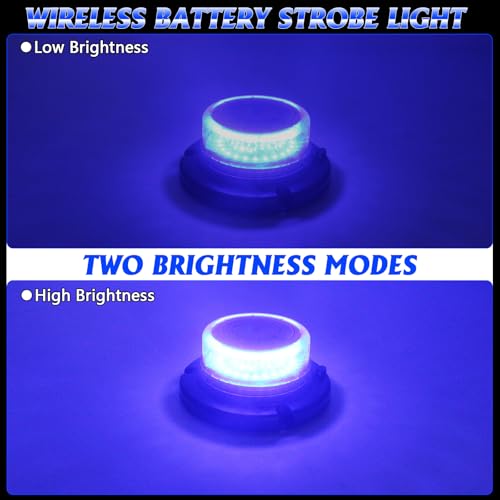 Remote Control Beacon Light, Rechargeable Wireless Blue Flashing Lights with Magnetic, High Low Brightness, 15 Modes Strobe Lights for Snowplow Tow Work Trucks Tractor - color: Blue