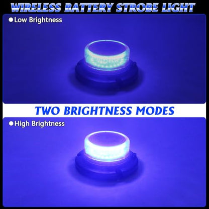 Remote Control Beacon Light, Rechargeable Wireless Blue Flashing Lights with Magnetic, High Low Brightness, 15 Modes Strobe Lights for Snowplow Tow Work Trucks Tractor - color: Blue