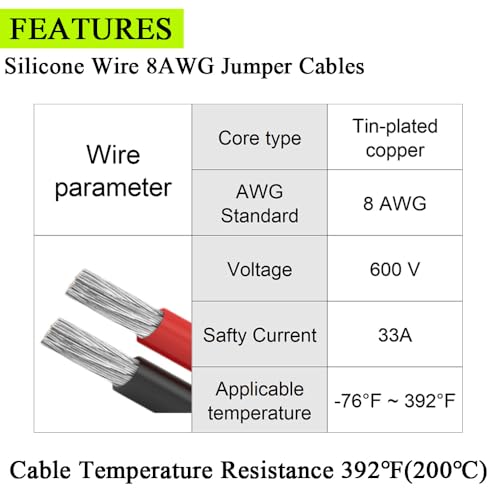 Jumper Cables Adapter Compatible with Ryo.bi 18V Batteries, Silicone Wire 8AWG 2FT Portable Battery Jump Starter Starting Using Tool for Car SUV Truck, Temperature Resistance 392℉(200℃) - size: 2FT