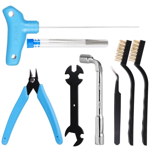 Sovol 3D Printer Tools Kit, 17Pcs 3D Printer Accessories with L-Size Extruder Nozzle Cleaning Tool, 0.4mm Nozzle Cleaning Parts, Multifunctional Wrench, MK8 Socket Wrench; Bent Tip Tweezer and Cutter - style: 17 Pcs