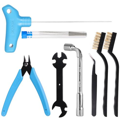 Sovol 3D Printer Tools Kit, 17Pcs 3D Printer Accessories with L-Size Extruder Nozzle Cleaning Tool, 0.4mm Nozzle Cleaning Parts, Multifunctional Wrench, MK8 Socket Wrench; Bent Tip Tweezer and Cutter - style: 17 Pcs