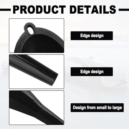 2 Pieces Automotive Plastic Oil Funnels with Long Neck Multi-Function No Spill Design for Gas Coolant Transmission Fluid Engine Oils Fuel Lubricants and Diesel (Black) - color: black