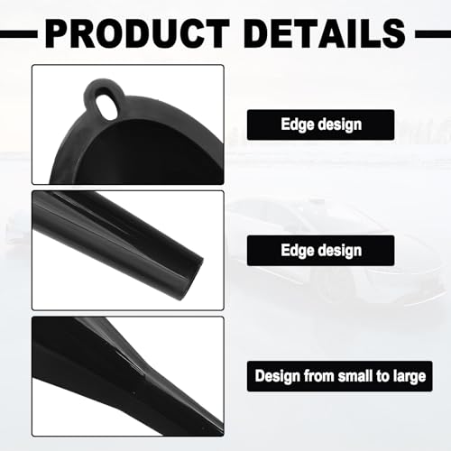 2 Pieces Automotive Plastic Oil Funnels with Long Neck Multi-Function No Spill Design for Gas Coolant Transmission Fluid Engine Oils Fuel Lubricants and Diesel (Black) - color: black