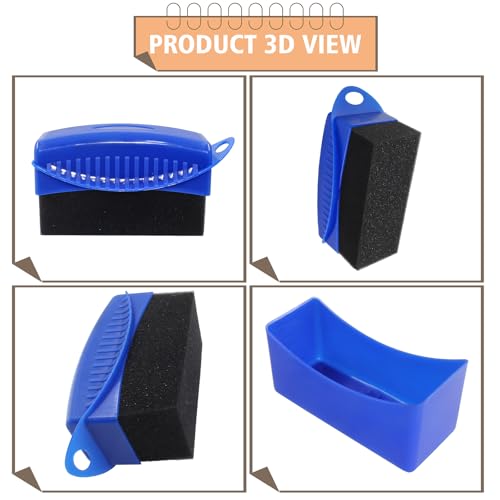 2Pcs Tire Dressing Applicators,Tire Shine Applicator Pads,Reusable Tire Dressing Sponge Pad Car Tire Applicator Pads with Lid for Car Glass, Painted Steel & Porcelain (Blue, Rectangular - size: Blue, Rectangular