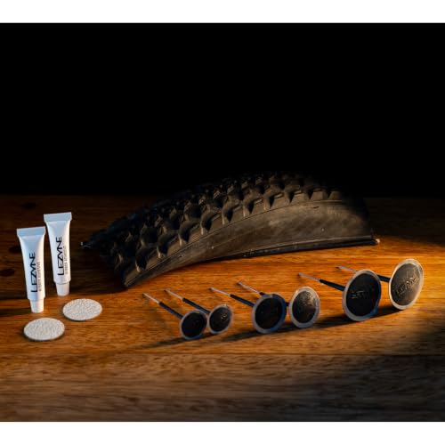 LEZYNE Tubeless Pro Plugs Bicycle Tire Repair Kit | 6-Plug Puncture Sealing System with Abrasive Scuffer Pads & Rubber Cement Adhesive, Bike Maintenance Set