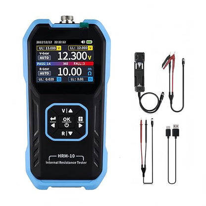HRM-10 Voltage Internal Resistance Tester, Automatic Voltage Meter, TFT High-Definition Screen Car Tester, 100V 200Ω, Digital Analyzer - size: 1*Internal Resistance Meter+A+B+C