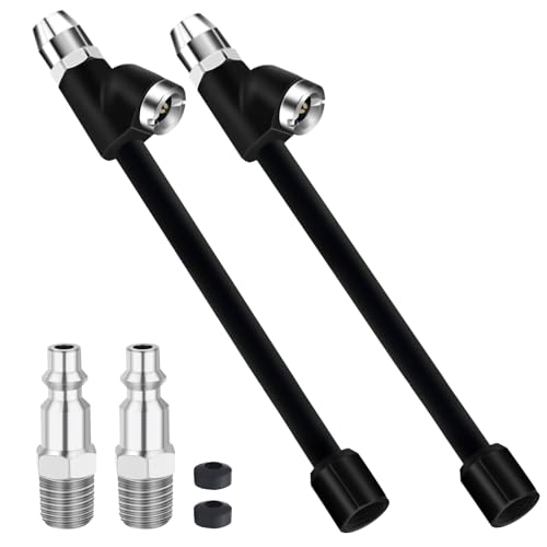 6.6" Air Chuck, 1/4" FNPT Extended Reach Tire Chuck 2-Way Connection Tire Air Chucks for Tire Inflator Gauge and Air Compressor Accessories with Quick Plug (2 Pack) - size: 2 Pack