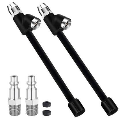 6.6" Air Chuck, 1/4" FNPT Extended Reach Tire Chuck 2-Way Connection Tire Air Chucks for Tire Inflator Gauge and Air Compressor Accessories with Quick Plug (2 Pack) - size: 2 Pack