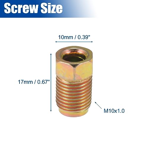 X AUTOHAUX 20pcs M10x1.0 Threads Brake Line Nut Fittings for 3/16" Steel Brake Line Tubing for Car