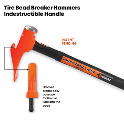 Groz 5 lb Tire Bead Breaker Hammer with 20-Inch Indestructible Spring Steel Handle, 3-in-1 Wedge Head for Passenger and Light Truck Tire Service, Rubber Anti-Vibration Grip (34750) - size: 5 lbs