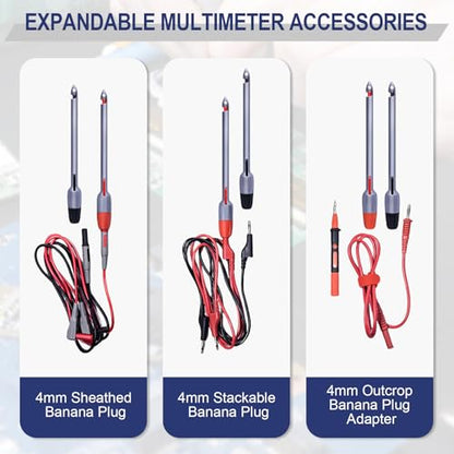Wire Piercing Probe‌ Test Leads Set with 2mm/4mm Banana Plugs - Insulation ‌Piercing Probes‌ Clips for Safe Multimeter Testing on Automotive Electrical Circuits, Wires, and Terminals （4mm Long-Short） - size: 4mm Long- Short 4PCS
