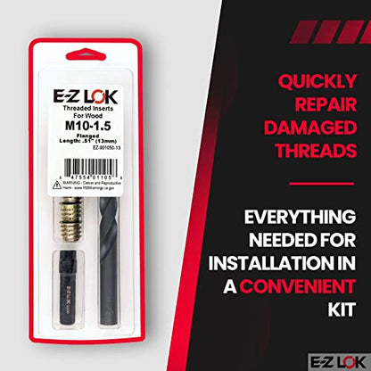 E-Z LOK-901050 Hex Threaded Insert Installation Kit for Soft Wood - Flanged - M10-1.5 x 13mm - size: M10-1.5 x 13mm, style: Flanged