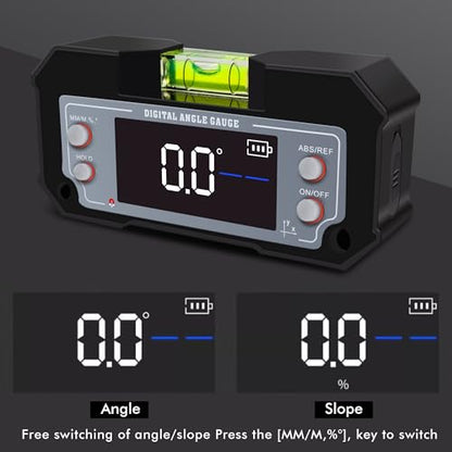 3-in-1 Digital Angle Gauge Inclinometer with Magnetic Base Dual-Axis (XY Axis) Bevel Angle Finder Backlight Display High Accuracy IP54 Waterproof for Woodworking Saw Blade Alignment & DIY Projects