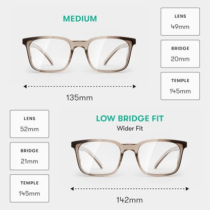 Stoggles Rectangle Z87.1 Certified Safety Glasses, Blue-Light, UV Blocking Lens, Top & Side Shield, Anti-Fog, Stylish Eyewear - color: Cold Brew, size: Low Bridge Fit