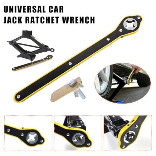 povtii Car Jack Ratchet Wrench, 360 Degree Swivel Tire Wheel Jack Ratchet Wrench, Tire Wheel Jack Lift Speed Handle Tool Suitable for Vehicle SUV Truck, Universal Car Accessories