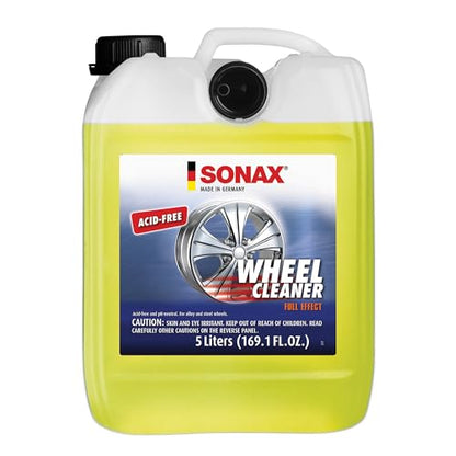 SONAX Full Effect Wheel Cleaner 230500 | Heavy-Duty Brake Dust Remover for All Wheels | Safe on Painted, Alloy, Chrome & Stainless Steel | pH Neutral, Acid-Free, with Color-Changing Action | 5 Liter - size: 5L