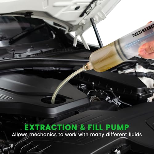 FTIHTRY 200CC Automotive Fluid Extractor Pump with Long Rubber Hose, Fluid Syringe Pump Manual Suction Vacuum Fuel Car Transfer,(7 Oz./0.21 Qt./200 CC)