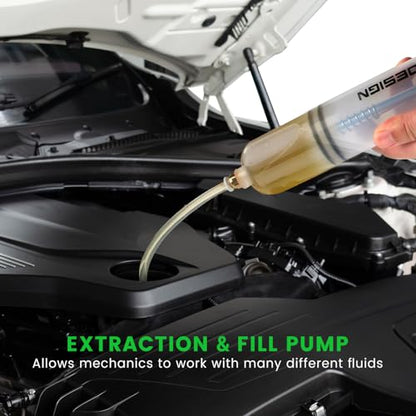 FTIHTRY 200CC Automotive Fluid Extractor Pump with Long Rubber Hose, Fluid Syringe Pump Manual Suction Vacuum Fuel Car Transfer,(7 Oz./0.21 Qt./200 CC)