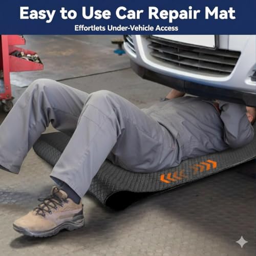 Foldable Under Car Repair Mat - Portable Mechanics Rolling Creeper Pad for Low Clearance Vehicles - Oil-Resistant Garage & Roadside Maintenance Creeper with Storage Bag,Black