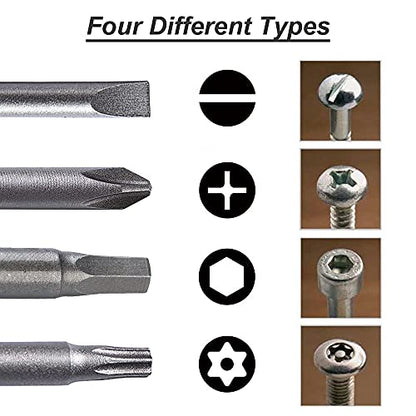 VESTTIO 4-in-1 Hex Phillips Slotted Security Torx Long Screwdriver Bits Set with Magnetic 16PCS 1/4 Inch Hex Shank 4 Inch/100 mm Length S2 Steel for Power Screwdriver Drill Impact Driver | 4 Hex 4 Phillips 4 Slotted 4 Security Torx, 1/4 Inch Hex Shank, S2
